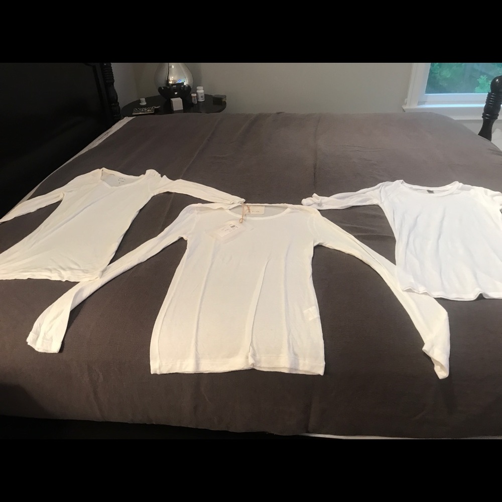 3 brand new essential white 3/4 sleeve T’s